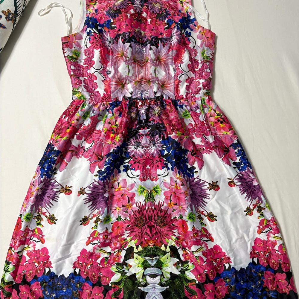 Floral Pink and Blue women’s boatneck dress